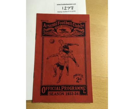 33/34 Arsenal v Birmingham City Football Programme: Dated 26 8 1933 in good condition with no team changes. Rusty staples.