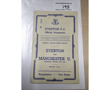 45/46 Everton v Manchester United Football Programme: League match programme in excellent condition with one team change and 