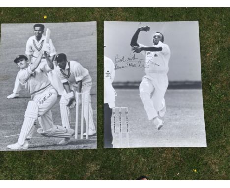 Rare Signed Crickets Prints Removed From Lords: Black and white photos on a very thick card of Ted Dexter Devon Malcolm Bob W