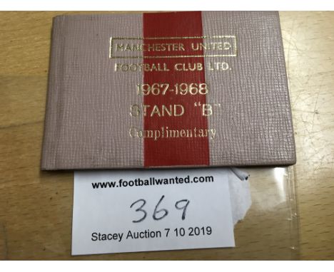 Manchester United 67/68 Players Season Ticket: From arguably Man Utds best season a complimentary season ticket given to Davi
