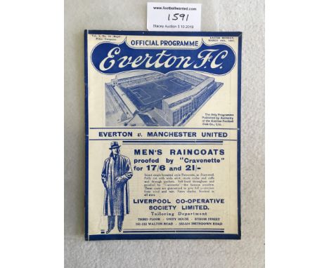 36/37 Everton v Manchester United Football Programme: Dated 29 3 1937  in very good condition with no team changes.