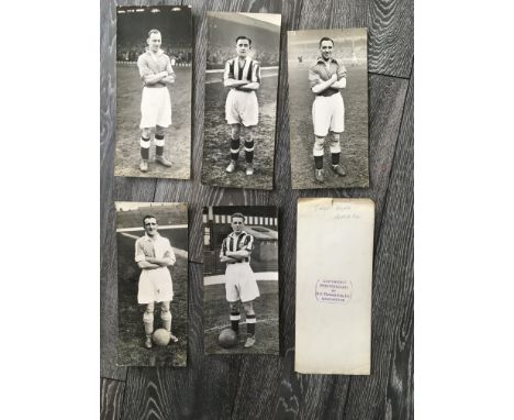 1930s + 1940s Football Press Photos: Every one has press stamp to rear. Two postcard size of Delaney Man Utd + Celtic which i