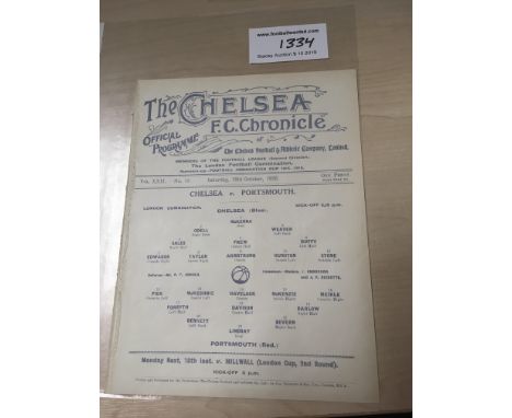 1926/27 Chelsea Reserves v Portsmouth Football Programme: Dated 16 10 1926. London Combination. Good condition single sheet w