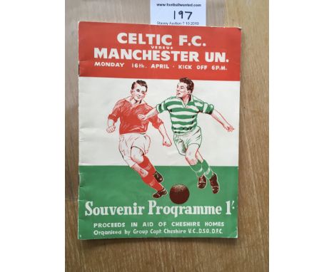 1956 Celtic v Manchester United Football Programme: Colourful 32 page programme in very good condition with no writing. Playe