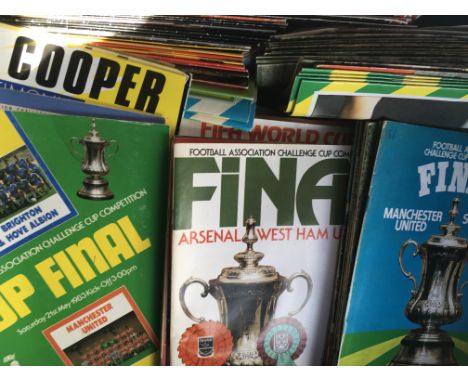 Football Programme Box: From the 70s onwards to include 150 x 70s, 150 x 80s and a further 100. Includes FA Cup Finals League