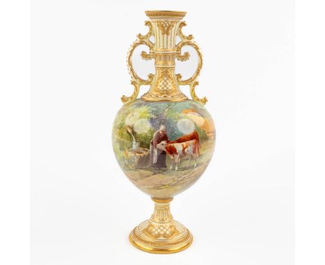 Charles Beresford HOPKINS (1895-?) for Royal Doulton, &nbsp;vase with a hand-painted decor. The first half of the 20th centur