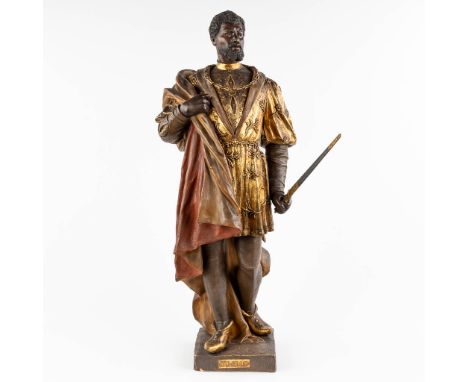 Friedrich GOLDSCHEIDER (1845-1897) 'Othello'Patinated terracotta. The sword is made of wood.Marked in the front, Othello. Sig