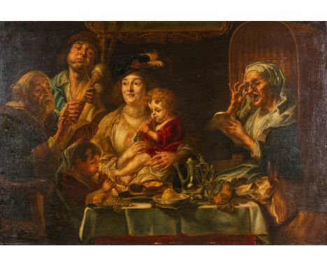 "As the Old Sang, So the Young Pipe", a painting after Jacob Jordaens, 19th century. Original painting in the KMSK Antwerp. D