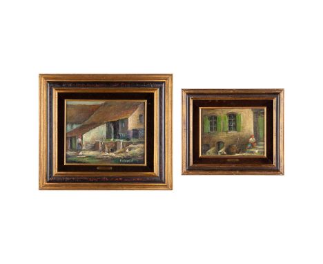 Pros COLPAERT (1923-1990) 'Fermettes'Two paintings, oil on panel.24 x 18 cm30 x 24 cm.Dimensions:(W:30 x H:24 cm)