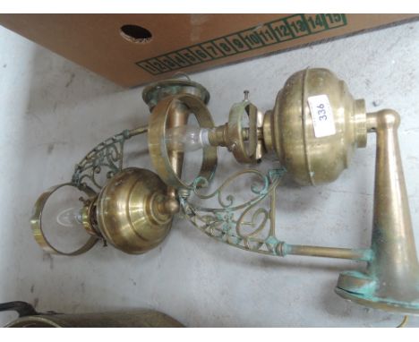 Two brass wall light fittings