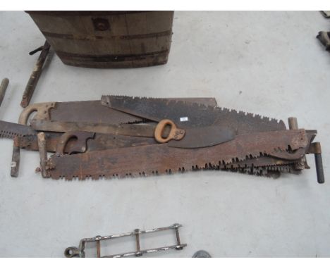 A selection of vintage cross cut saws