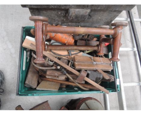 A box of vintage hand tools 