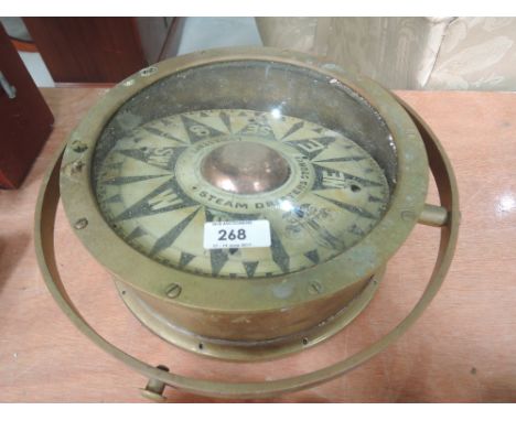 A Lowestoft Steam Drifters Stores gimble mounted ships compass
