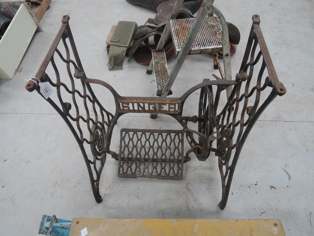 A Singer treadle sewing machine frame