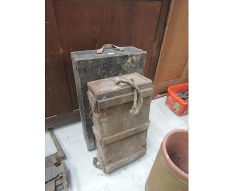 Two wooden ammunition boxes