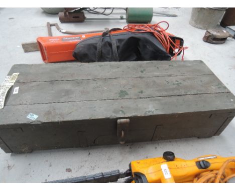 A vintage wooden ammunition box