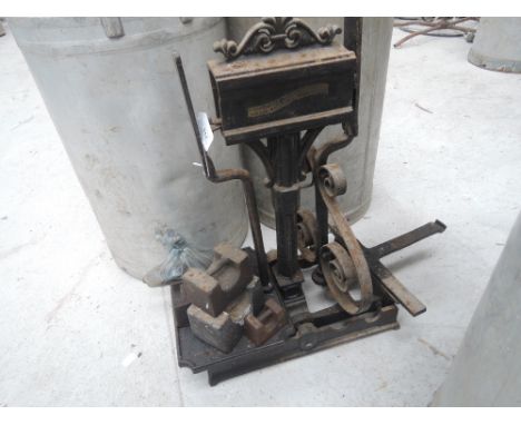 A metal set of scales and weights