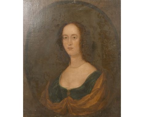 An 18th/19th century bust length portrait of a lady, oil on canvas, indistinctly inscribed verso and with wax seal, 30" x 25"