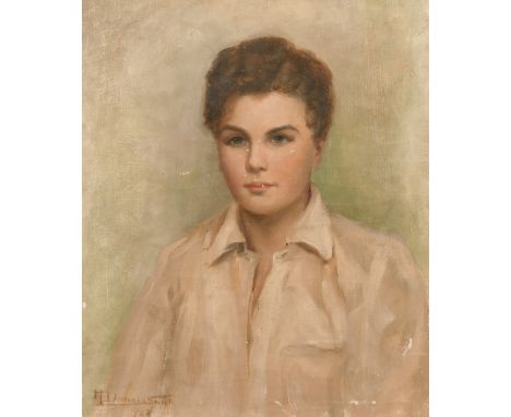 Helen Donald Smith (1880-1930) British, A head and shoulders portrait of a youth and another similar by a different hand, oil