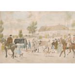 Tom Moody, 'Death of a Jockey', hand coloured engraving, 16" x 21".