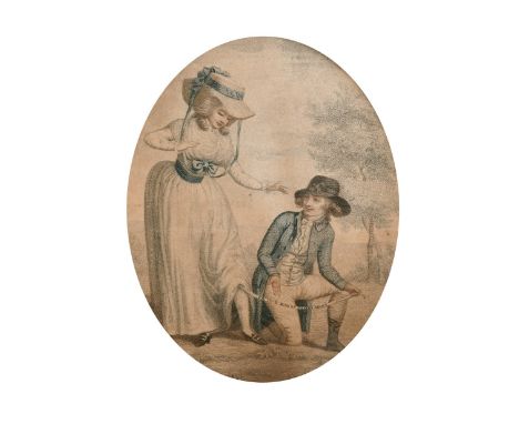 19th century, a novelty coloured print 'Fix Your Mind On Things Above', print, 8" x 6", (oval).