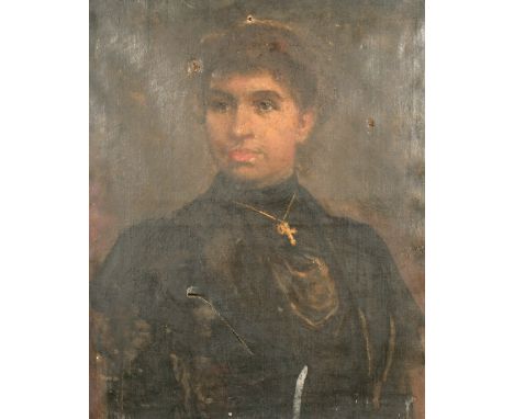 A head and shoulders portrait of a lady and another by the same hand, oil on canvas, signed 'Rouse' dated '1903', 24" x 19.75