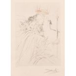 After Salvador Dali, 'King Lear', colour print, 10" x 7.25", in a carved wood frame.