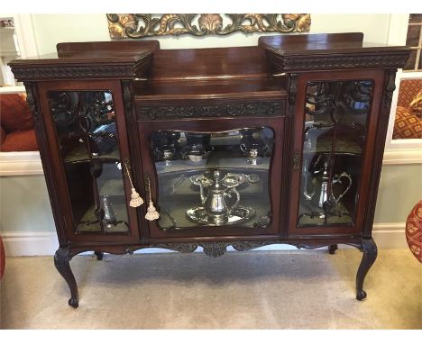 19thC mahogany display cabinet 136cms w x 43cms d 104cms h