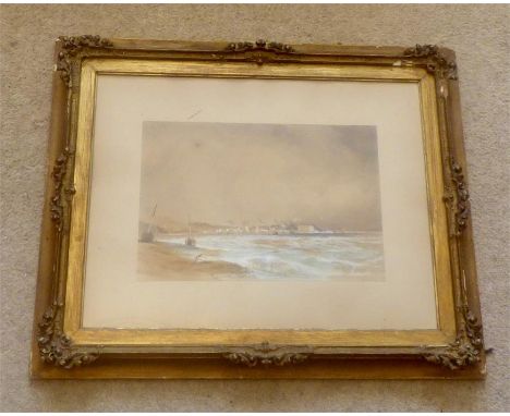Watercolour seascape "Beaumaris" by L Rowbotham 21.5 x 31.5 cm