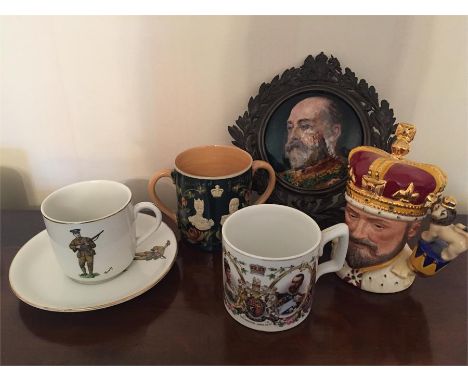 A Quantity of Commemorative China Including enamel Plaque, Mugs etc...