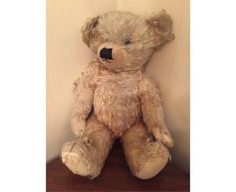 Vintage Merrythought Teddybear with Button to Ear Some Weard - 47cm h