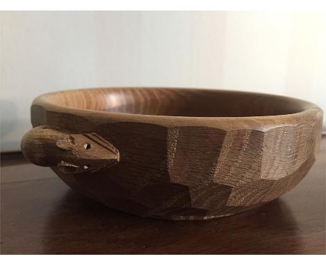 Robert mouseman Thompson Oak Adzed Nut Bowl - 15cm Diameter 