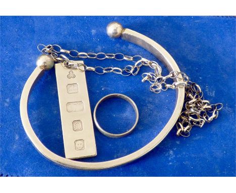 Bangle, ring, chain & ingot all 9ct gold 52.9 gms