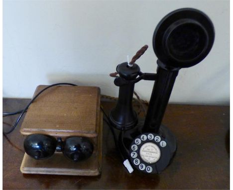 Vintage GPO candlestick Bakelite telephone restored and fully working