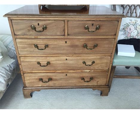 19thC Chest of Drawers on Bracket Feet - 96cm h x 101cm w x 54cm d 