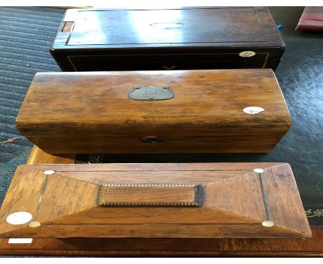 A 19th C tea caddy and two boxes