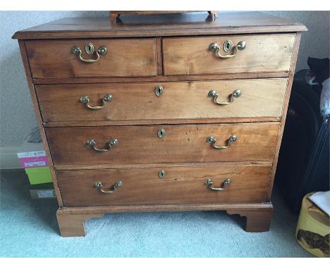 Mahogany Chest of Drawers on Bracket Feet Brass Escutcheons 2 Over 3 91cm h x 97 cm w x 57cm d 