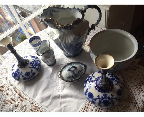 A selection of blue and white pottery including macintyre copeland spode etc...