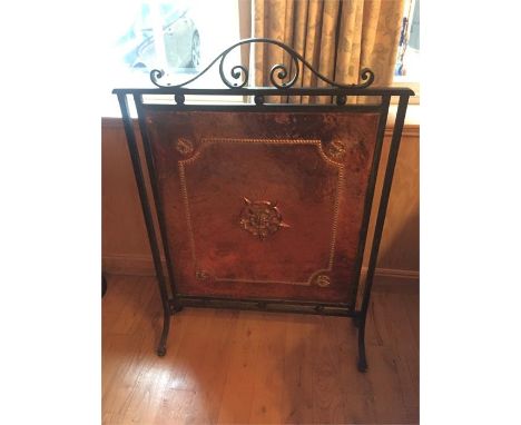 Good quality copper and iron firescreen decorated with a Yorkshire rose.