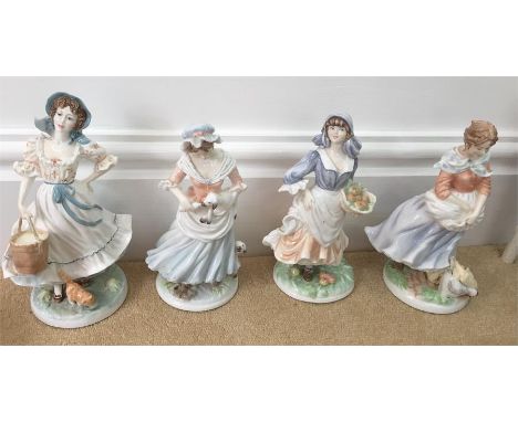 Four Royal Worcester old country ways figurines and certificates.