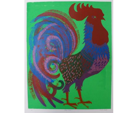 Pamela Guille, cockerel, signed limited edition screen print, artist proof, 43 x 34cms, unframed 