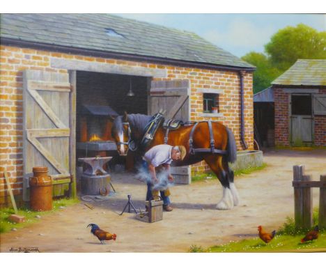 Alan Butterworth, The Forge, oil on panel, 40 x 55cms,  framed, including gallery receipts 