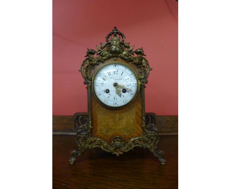 A 19th Century French satinwood and walnut mantel clock with ormolu mounts, the dial signed, Causard, Paris 