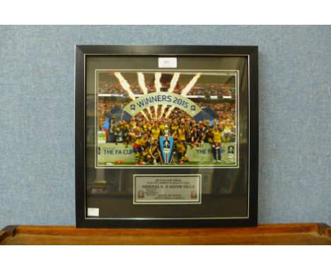 A photographic print, Arsenal v Aston Villa, 2015 FA Cup Final, framed 