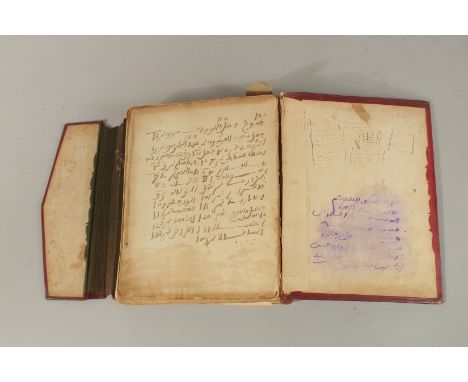AN 18TH CENTURY NORTH AFRICAN LEATHER BOUND SCIENTIFIC MANUSCRIPT, signed Abd Alkaderben Mohamad ___, dated 1262.