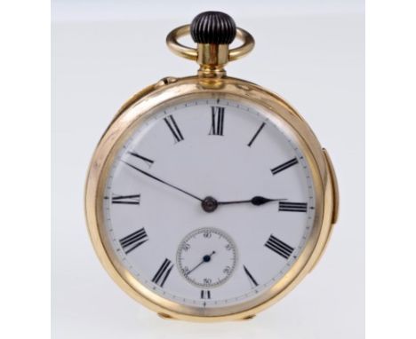 Gentlemen's gold (18k) pocket watch with Swiss button-wind quarter repeating movement striking on the hours and quarters, wit