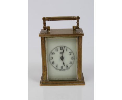 Early 20th century American miniature carriage clock with spring-driven movement, back plate with patent dates signed - Water