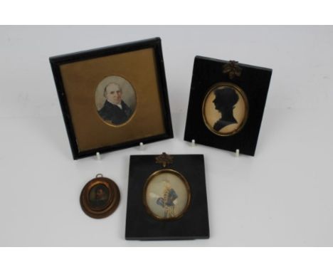 Antique oval portrait miniature on copper panel - a gentleman, bearing label 'Beatrice Lambert', Victorian miniature of a you