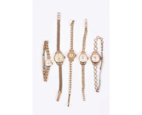 Ladies' Cyma gold (9ct) carved wristwatch on gold (9ct) bracelet, ladies' Rotary Incabloc gold (9ct) wristwatch on gold (9ct)