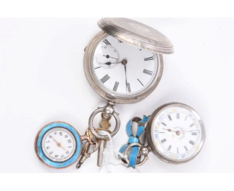 Gentlemen's full hunter pocket watch with Swiss keywind movement, retailed by H. J. Darracott of Dover, in white metal (800 S